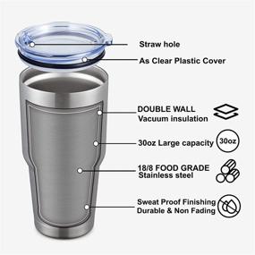 img 3 attached to 🥤 COMOOO 30oz Stainless Steel Tumbler Bulk - Insulated Coffee Cup Set with Lid and Straw - Double Wall Vacuum Travel Mug - Thermal for Hot and Cold Drinks - Silver (Pack of 4)