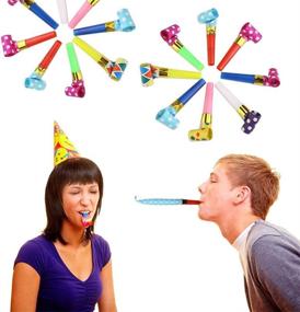 img 1 attached to 🎉 100-Pack Party Blower Set - Colorful Birthday Noisemakers, Blow Horns, Party Horns, Whistles - Perfect for New Years, Parties, and Party Favors - Noise Makers, Blowouts