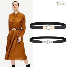 img 3 attached to JASGOOD Elastic Stretchy Buckle Skinny Women's Accessories for Belts