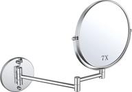 jimite wall mounted makeup mirror - 8 inch chrome finished 🪞 cosmetic mirror with 1x and 7x magnification, ideal for bathroom and hotel use логотип