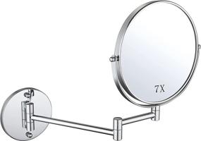 img 4 attached to JIMITE Wall Mounted Makeup Mirror - 8 inch Chrome Finished 🪞 Cosmetic Mirror with 1X and 7X Magnification, Ideal for Bathroom and Hotel Use