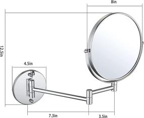 img 3 attached to JIMITE Wall Mounted Makeup Mirror - 8 inch Chrome Finished 🪞 Cosmetic Mirror with 1X and 7X Magnification, Ideal for Bathroom and Hotel Use