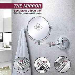 img 2 attached to JIMITE Wall Mounted Makeup Mirror - 8 inch Chrome Finished 🪞 Cosmetic Mirror with 1X and 7X Magnification, Ideal for Bathroom and Hotel Use