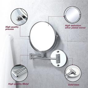 img 1 attached to JIMITE Wall Mounted Makeup Mirror - 8 inch Chrome Finished 🪞 Cosmetic Mirror with 1X and 7X Magnification, Ideal for Bathroom and Hotel Use