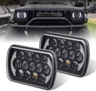 🔦 high low beam angel eyes drl led headlights (pair) for jeep wrangler yj cherokee xj h6054 h5054 h6054ll 69822 6052 6053 - black, with 105w osram chips - 5''x7'' 6''x7'' compatible logo