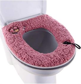 img 4 attached to 🚽 Cozy and Convenient SHYLY Warm Plush Toilet Seat Cover: Washable, Thicken, Handle & Zipper
