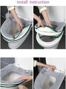 img 2 attached to 🚽 Cozy and Convenient SHYLY Warm Plush Toilet Seat Cover: Washable, Thicken, Handle & Zipper