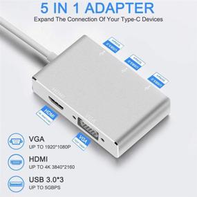 img 3 attached to 🔌 iBosi Cheng USB C хаб с 4K HDMI/1080P VGA/USB 3.0 - USB C к HDMI VGA адаптер для MacBook Pro, iPad Pro, Chromebook, Samsung Galaxy, Dell XPS - Тип C хаб USB C адаптер видео конвертер