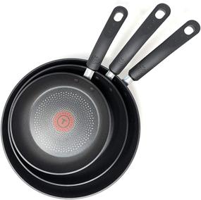 img 2 attached to 🍳 T-Fal C547S3CT Durable Titanium Nonstick Thermo-Spot Heat Indicator Fry Pan Cookware Set - 3-Piece, Black