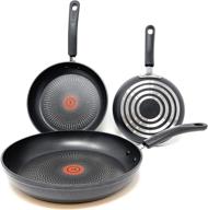 🍳 t-fal c547s3ct durable titanium nonstick thermo-spot heat indicator fry pan cookware set - 3-piece, black logo