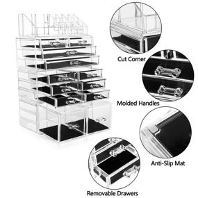 img 1 attached to 📦 HBlife Clear Acrylic Makeup Organizer with 12 Drawers and Jewelry Display Box - 4 Piece Set, 9.5" x 5.4" x 15.8