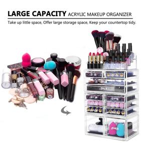 img 3 attached to 📦 HBlife Clear Acrylic Makeup Organizer with 12 Drawers and Jewelry Display Box - 4 Piece Set, 9.5" x 5.4" x 15.8