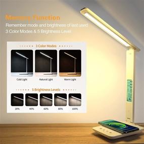 img 1 attached to Juylux Desk Lamp: Eye-Caring LED Light with Wireless Charger, Memory Function, and Adjustable Foldable Design for Home and Office Use