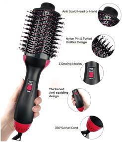 img 3 attached to 💁 Homfu 3-in-1 Hair Dryer Brush - Blow Dryer, Hot Air Brush, and Volumizer - Negative Ion Ceramic Styler Brush - Electric Straightening Hot Comb - Ideal Hair Dryers for Women