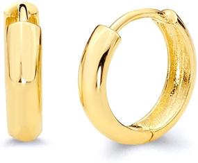 img 4 attached to 💎 Stylish 14k Yellow/White Gold 3mm Huggie Earrings - Sleek Design (12 x 12 mm)