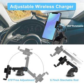 img 3 attached to 📱 BLUECEDAR Wireless Car Charger, Qi Auto-Clamping Air Vent Dashboard Car Phone Holder & QC3.0 Car Charger, 10W Compatible for Samsung Galaxy S10/S10+/S9, Fast Charging for iPhone 11/11 Pro/11 Pro Max