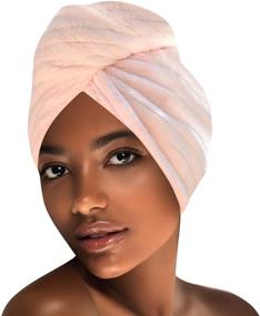 img 2 attached to 👩 Premium 2 Pack Hair Drying Towel Set with 2 Buttons – Quick-Dry, Absorbent Microfiber Plopping Towel for Curly Hair – Ideal Hair Towels for Women – Anti-Frizz Microfiber Hair Turban (Pink & Grey)