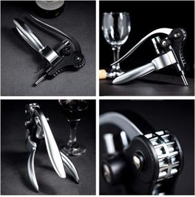 img 3 attached to 🍷 Convenient 7 Piece Corkscrew Wine Opener Set with Screwpull Levers, Foil Cutter, Stopper, Pourer, Drip Ring, and Stand