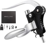 🍷 convenient 7 piece corkscrew wine opener set with screwpull levers, foil cutter, stopper, pourer, drip ring, and stand logo