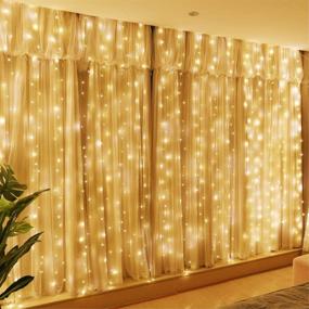 img 4 attached to 🌟 HXWEIYE 300LED Fairy Curtain Lights - USB Plug in 8 Modes String Lights + Remote Controller for Bedroom, Indoor & Outdoor Decorations - Weddings, Party - Warm White (9.8x9.8Ft)