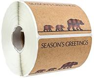 🎄 polar bear buffalo plaid christmas stickers / pack of 500 christmas tags / 2" x 3" winter bear silhouette labels logo