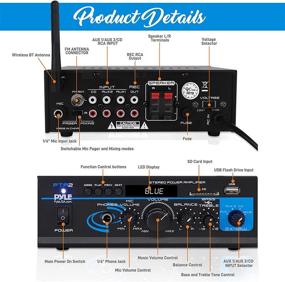 img 3 attached to 🔊 Pyle Home Audio Power Amplifier System - 2X40W Bluetooth Mini Dual Channel Mixer Sound Stereo Receiver Box with AUX and Mic Input - Ideal for Amplified Speakers, PA Systems, CD Players, Theater Setups via RCA, Studio Use - PTA2