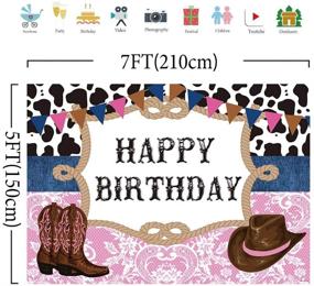 img 3 attached to 🤠 7X5ft West Cowboy Cowgirl Theme Birthday Party Backdrop - Allenjoy Wild West Rodeo Cowboy Photography Background with Cow Bunting, Ideal for Kids Party Invitations, Decoration, Cake Table Banner, Photobooth Studio Props