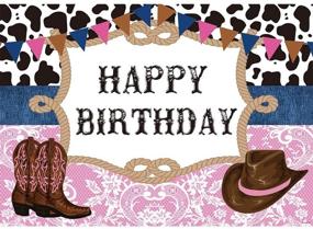 img 4 attached to 🤠 7X5ft West Cowboy Cowgirl Theme Birthday Party Backdrop - Allenjoy Wild West Rodeo Cowboy Photography Background with Cow Bunting, Ideal for Kids Party Invitations, Decoration, Cake Table Banner, Photobooth Studio Props