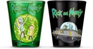 standard 2-pack of rick and morty shot glasses logo