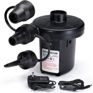 🔌 versatile electrical air pump with plug - portable inflator and deflator for air mattresses, boats, pools, and toys - includes 3 nozzles (ac 110-120v, dc 12v) logo