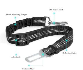 img 1 attached to 🐶 Car Dog Seatbelt Leash with Shock Absorbing Bungee and Reflective Safety Harness - Enhancing Pet Restraint and Vehicle Safety"?