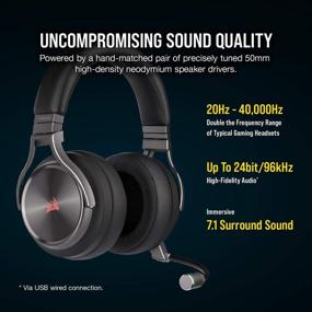 img 2 attached to 🎧 Corsair Virtuoso RGB Wireless SE Gaming Headset - Enhanced 7.1 Surround Sound with High-Quality Microphone - Memory Foam Earcups - Extended 20 Hour Battery Life - Compatible with PC, Mac, PS5 - Gunmetal