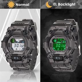 img 3 attached to 🕒 CakCity Boys Camo LED Sports Kids Watch | Waterproof Digital Electronic Military Wristwatch | Luminous Alarm Stopwatch | Child Watches for Ages 3-10