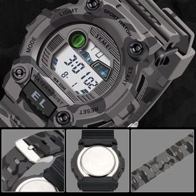 img 1 attached to 🕒 CakCity Boys Camo LED Sports Kids Watch | Waterproof Digital Electronic Military Wristwatch | Luminous Alarm Stopwatch | Child Watches for Ages 3-10