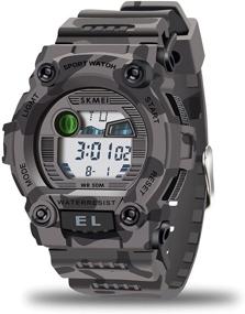 img 4 attached to 🕒 CakCity Boys Camo LED Sports Kids Watch | Waterproof Digital Electronic Military Wristwatch | Luminous Alarm Stopwatch | Child Watches for Ages 3-10