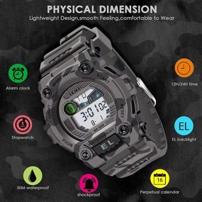 img 2 attached to 🕒 CakCity Boys Camo LED Sports Kids Watch | Waterproof Digital Electronic Military Wristwatch | Luminous Alarm Stopwatch | Child Watches for Ages 3-10