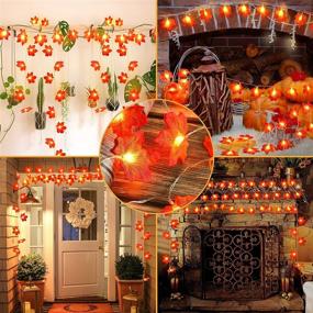 img 3 attached to 🍁 Autumn Fall Decor - Maple Leaf Lighted Garland Home Decorations | Thanksgiving String Lights 39.37ft/120LED | Halloween & Autumn Party Ornament (Batteries Not Included)