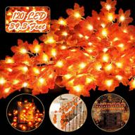 🍁 autumn fall decor - maple leaf lighted garland home decorations | thanksgiving string lights 39.37ft/120led | halloween & autumn party ornament (batteries not included) логотип