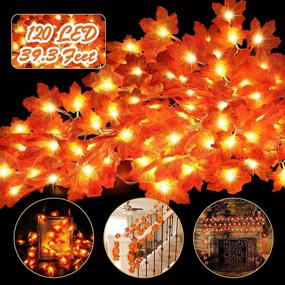 img 4 attached to 🍁 Autumn Fall Decor - Maple Leaf Lighted Garland Home Decorations | Thanksgiving String Lights 39.37ft/120LED | Halloween & Autumn Party Ornament (Batteries Not Included)