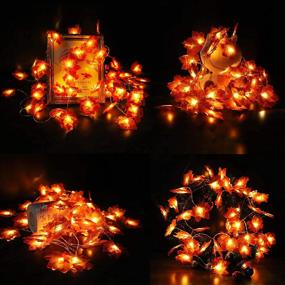 img 1 attached to 🍁 Autumn Fall Decor - Maple Leaf Lighted Garland Home Decorations | Thanksgiving String Lights 39.37ft/120LED | Halloween & Autumn Party Ornament (Batteries Not Included)