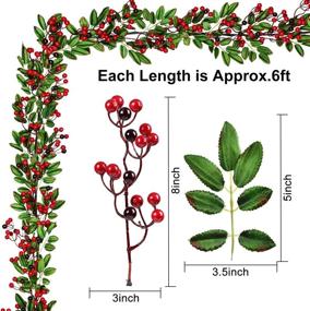 img 1 attached to 🎄 6 FT Red Berry Christmas Garland with Green Leaves - Artificial Berry Garland for Indoor Outdoor Garden Gate Home Decoration during Winter Holidays & New Year