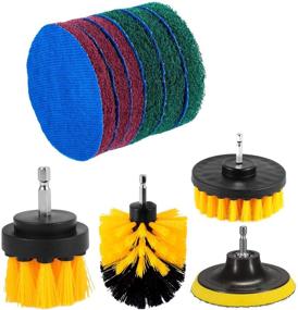 img 3 attached to 🔧 Kichwit 4 Inch Drill Power Brush Tile Scrubber Scouring Pads Cleaning Kit with 2 Inch Small Brush - Heavy Duty Household Cleaning Tool (Drill NOT Included)