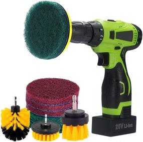 img 4 attached to 🔧 Kichwit 4 Inch Drill Power Brush Tile Scrubber Scouring Pads Cleaning Kit with 2 Inch Small Brush - Heavy Duty Household Cleaning Tool (Drill NOT Included)