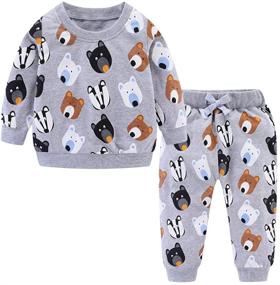 img 4 attached to 🦖 Cute Cartoon Dinosaur Prints: Mud Kingdom Little Boys Pants Set with Long Sleeve