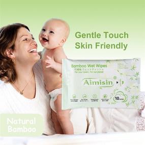 img 2 attached to 🌿 Aimisin Organic Bamboo Wipes for Hands, Face, and Body - Eco-Friendly & Gentle Wipes for Sensitive Skin - 20 Resealable Travel Packs (5.9''x7.9'') - 10 Wipes Per Pack - Total of 200 Wipes