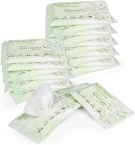img 4 attached to 🌿 Aimisin Organic Bamboo Wipes for Hands, Face, and Body - Eco-Friendly & Gentle Wipes for Sensitive Skin - 20 Resealable Travel Packs (5.9''x7.9'') - 10 Wipes Per Pack - Total of 200 Wipes