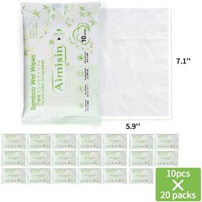 img 3 attached to 🌿 Aimisin Organic Bamboo Wipes for Hands, Face, and Body - Eco-Friendly & Gentle Wipes for Sensitive Skin - 20 Resealable Travel Packs (5.9''x7.9'') - 10 Wipes Per Pack - Total of 200 Wipes