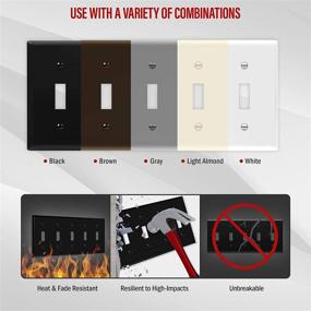 img 1 attached to ENERLITES 5-Gang Toggle Light Switch Plate, Glossy Finish, Mid-Size 4.88in x 10.39in, Unbreakable Polycarbonate Thermoplastic, 8815M-BK, Black