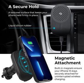 img 1 attached to 🚗 MagEZ Car Mount Pro - PITAKA iPhone 13 Series Magnetic Wireless Charging Car Holder with Cooling Fan, MagSafe Compatible and Air Vent Mount