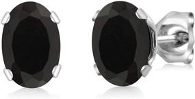 img 3 attached to Gemstone King 925 Sterling Silver Black 💎 Onyx Tennis Bracelet Earrings Set - Adjustable, 11.60 TCW